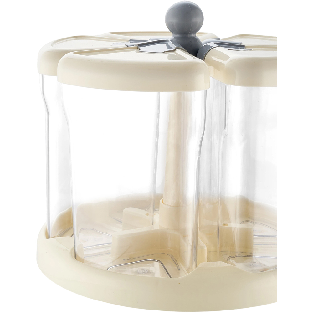 Living and Home Grey and Cream White 5 Container 360 Rotating Grain Dispenser Image 4
