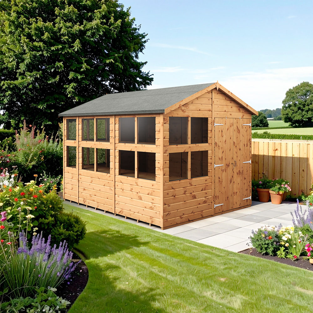 Empire Sheds 8 x 10ft 2 Door Dipped Treated Tongue and Groove Apex Potting Shed Image 2