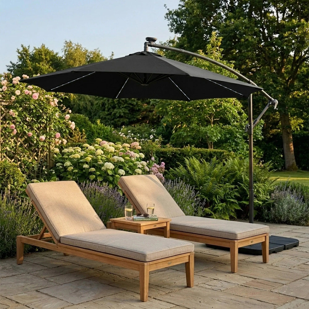 MonsterShop LED Black Cantilever Parasol 3m Image 2