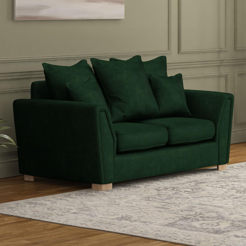Wendleberry 2 Seater Forest Green Plush Velvet Scatter Back Sofa Image 5