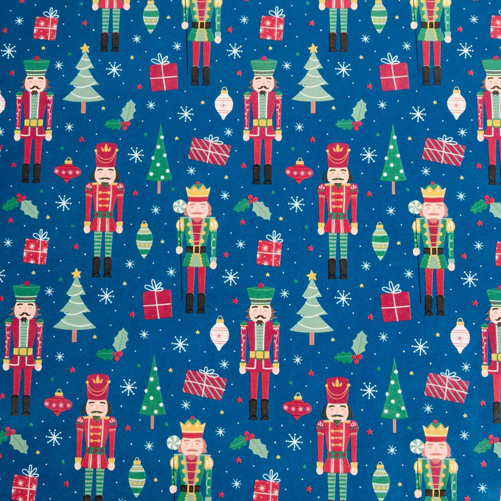 Traditional Nutcracker Gift Wrap Blue Image 2