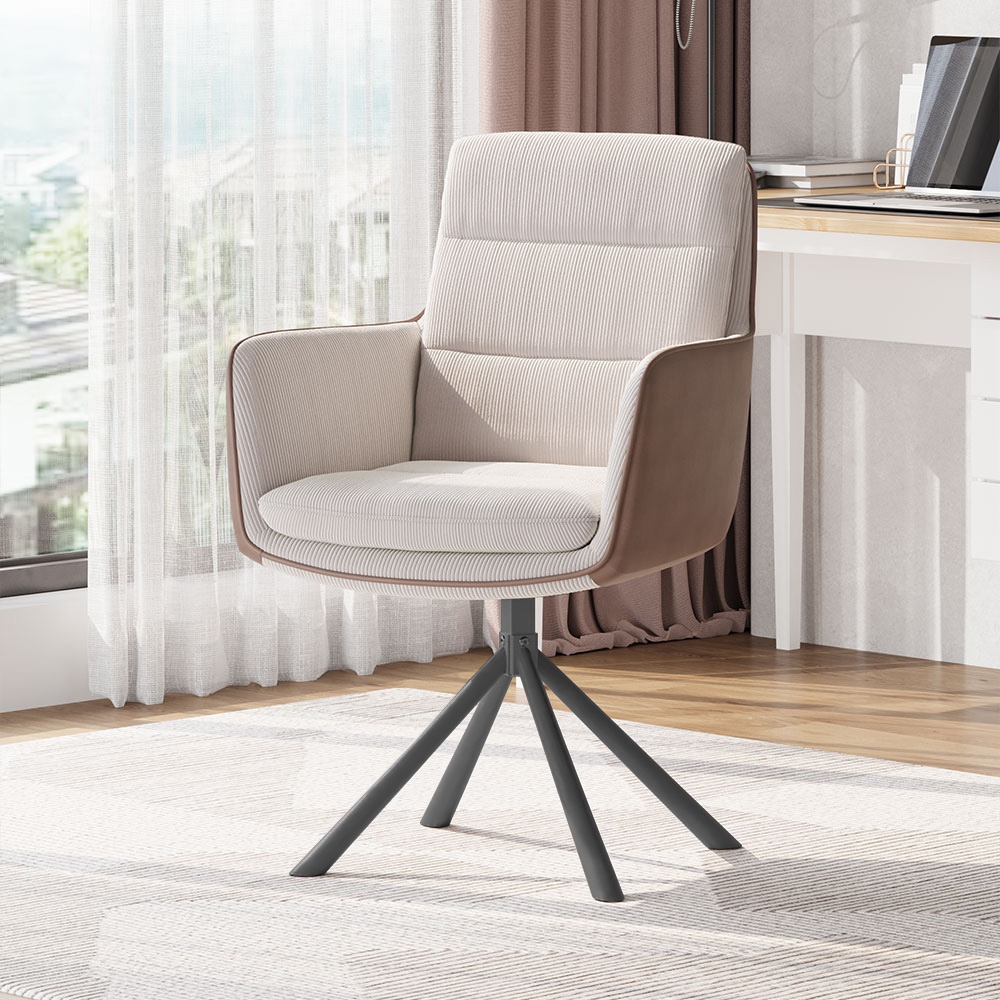 Living and Home Beige Modern Office Chair Accent Chair Image 7