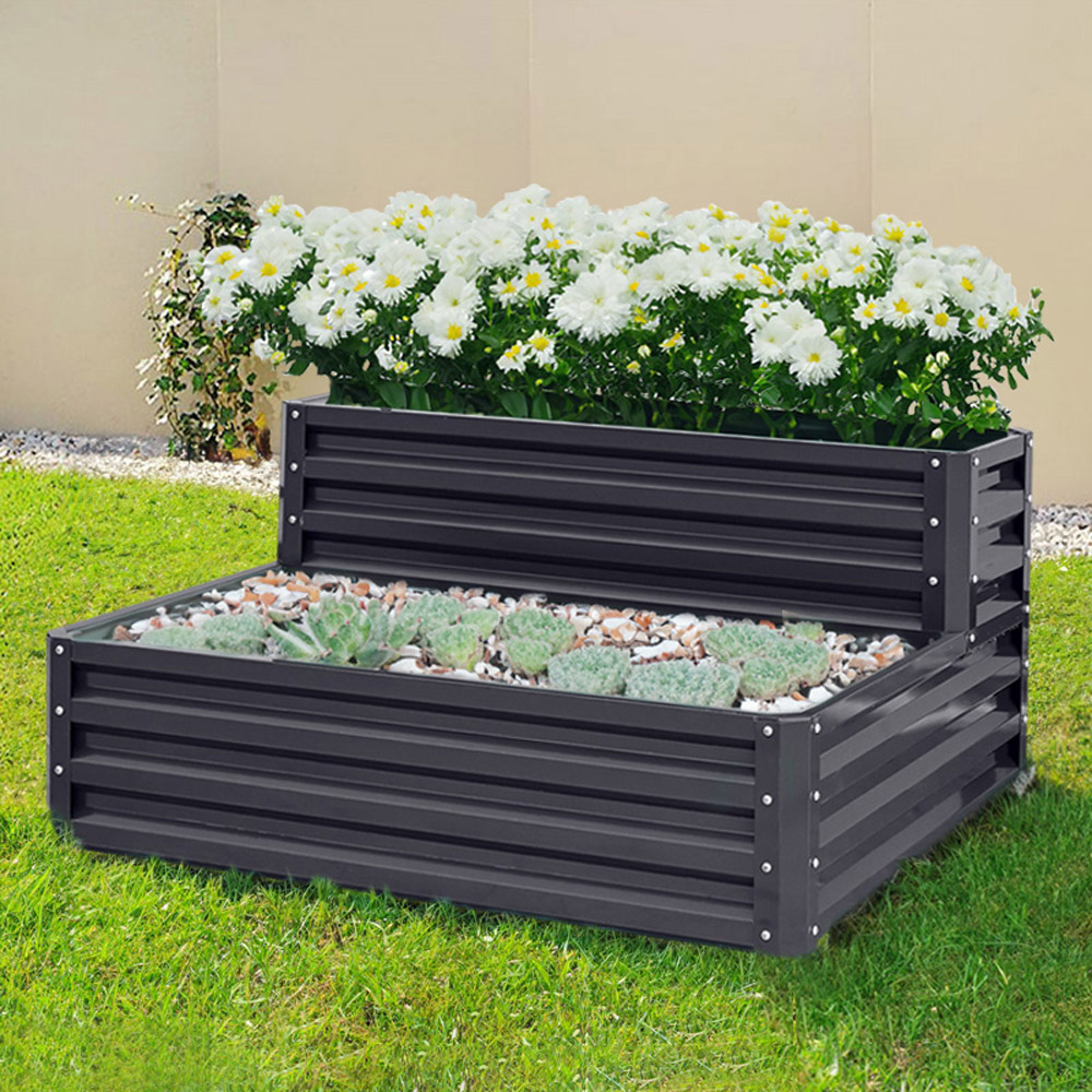 Living and Home Black Weather-Resistant Galvanized Steel Raised Garden Bed Image 2
