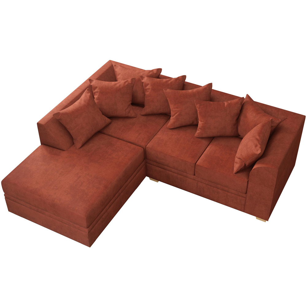 Modo 3 Seater Marmalade Plush Velvet Left Hand Scatter Back L-Shape Corner Sofa Image 4