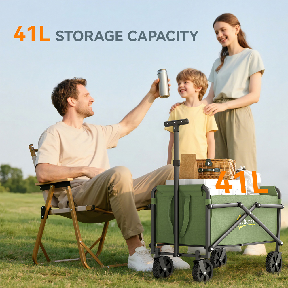 Outsunny 41L Green Heavy Duty Folding Garden Trolley Image 8