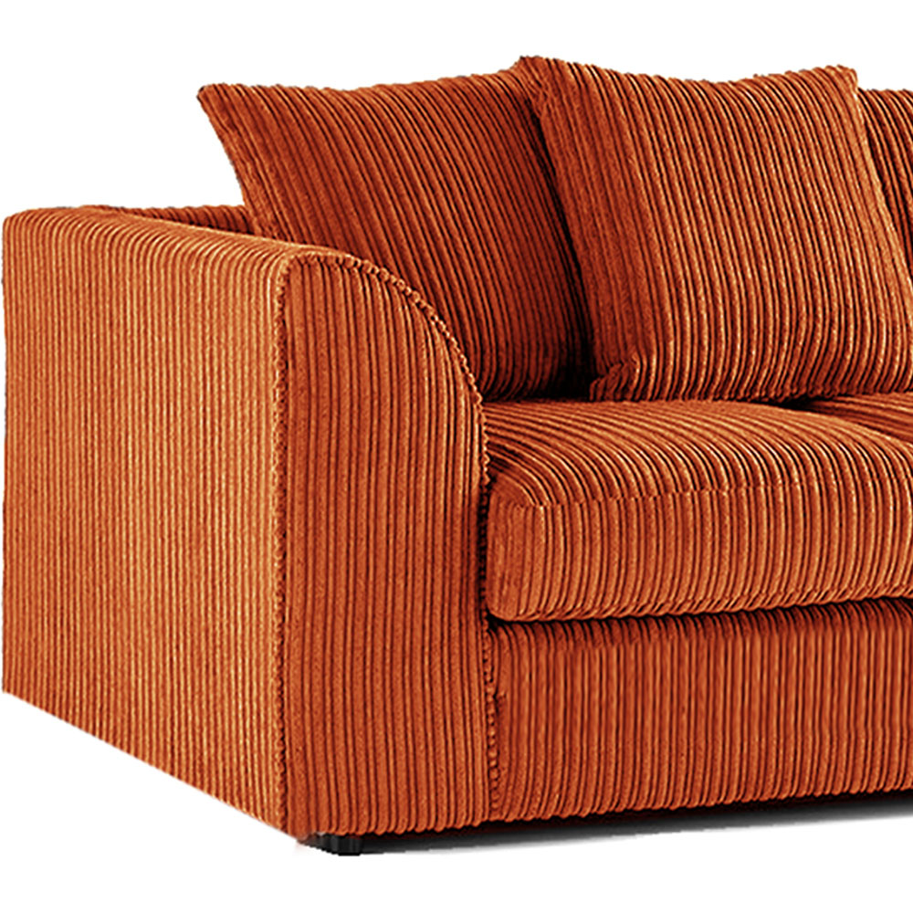 Luxor 4 Seater Orange Jumbo Cord Scatter Back Sofa Suite Image 4