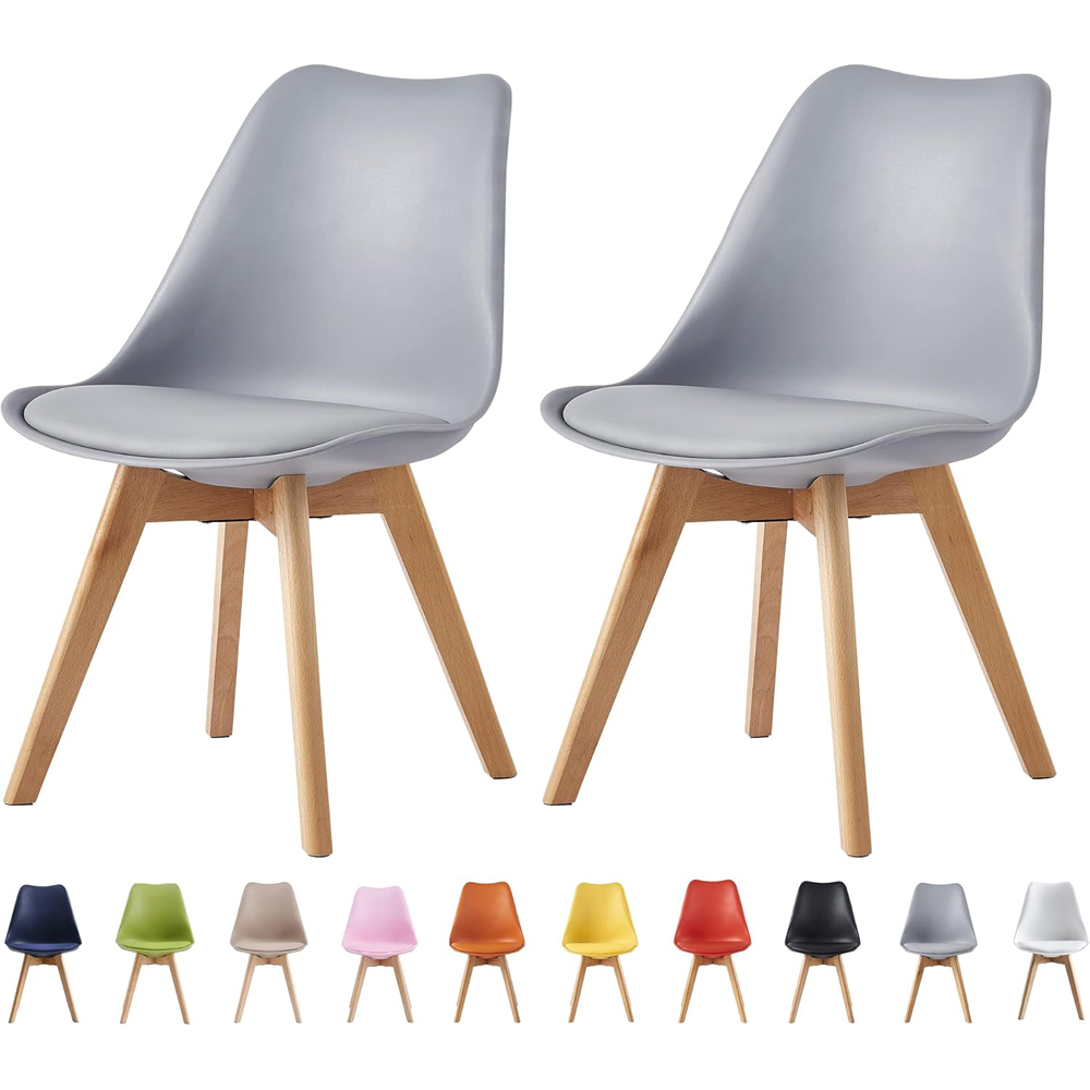 Eva Set of 2 Grey Padded Dining Chairs Image 7