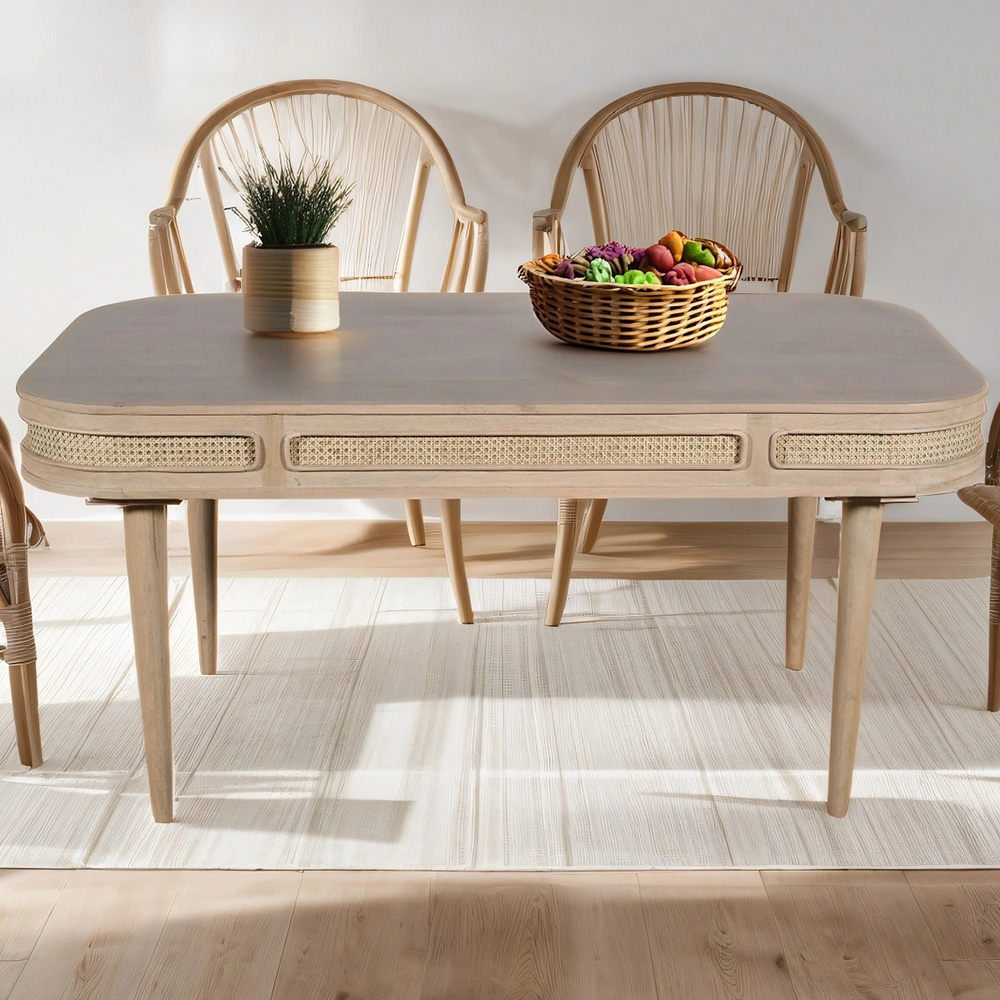 Brooklyn Valencia 8 Seater Cane and Mango Wood Dining Table Image 1