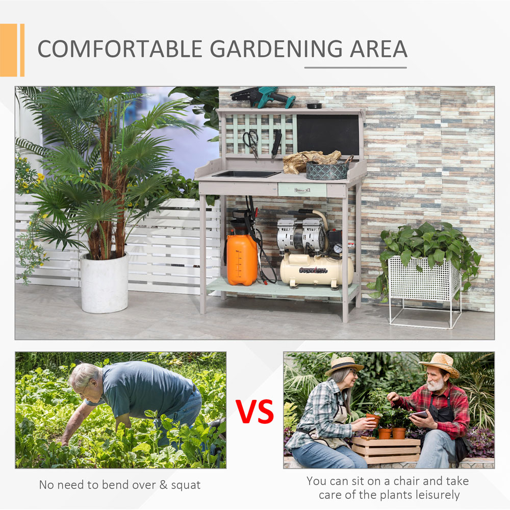 Outsunny Wooden Garden Potting Table Image 7