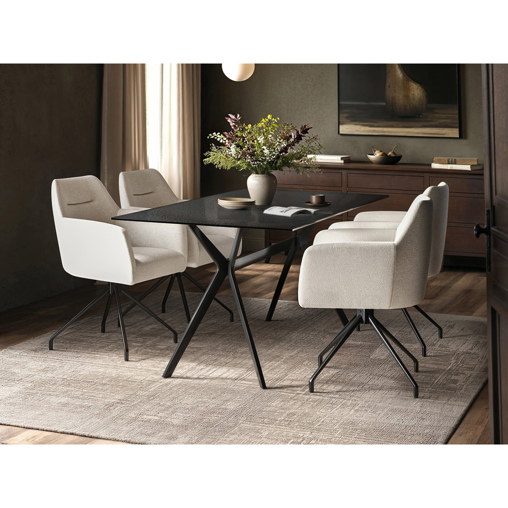 SOLACE+CO Emil Isla White 4 Seater Glass Dining Set Image 5
