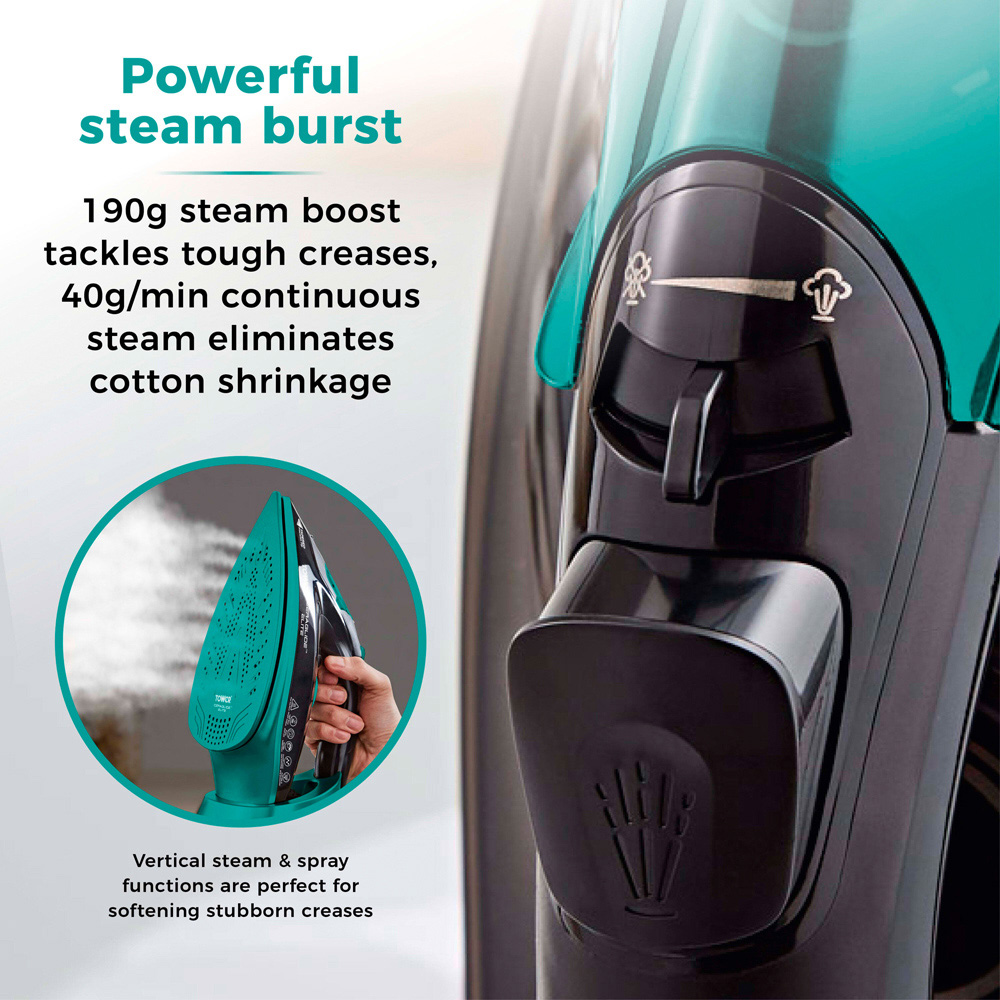 Tower Ceraglide Black and Teal Steam Iron 3100W Image 5
