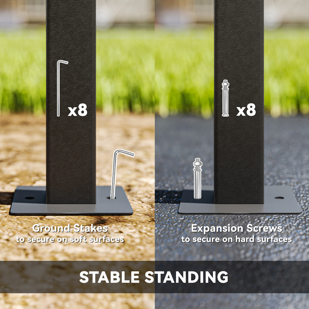 Outsunny 3 x 3m Grey Garden Gazebo with Extendable Awning and Wheels Image 6