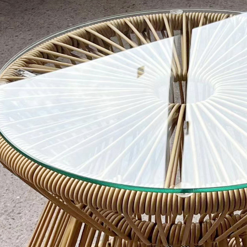 Outsunny Natural Rattan Hollow Drum Design Round End Table Image 3