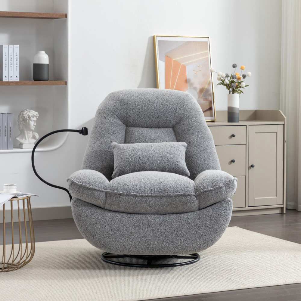 Artemis Home Fallon Light Grey Boucle Swivel Recliner Chair Image 3