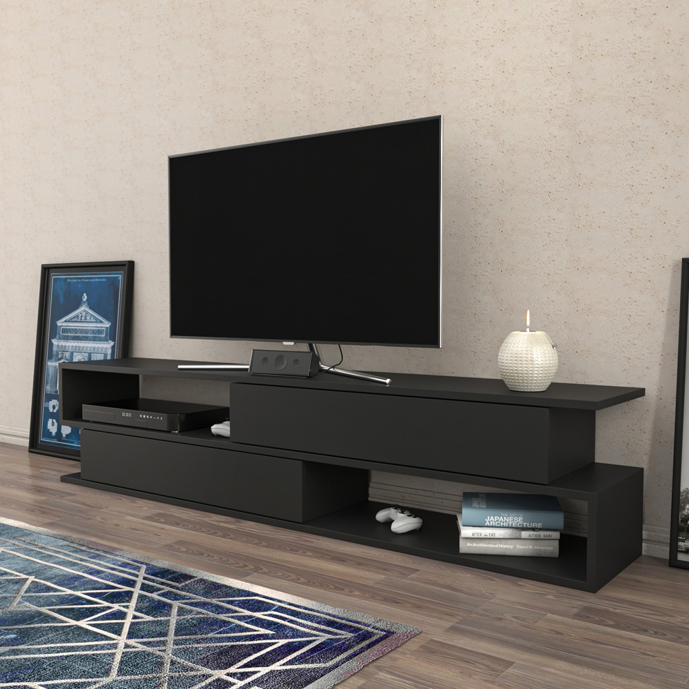 Decorotika Cortez 2 Shelf Anthracite TV Unit Image 4