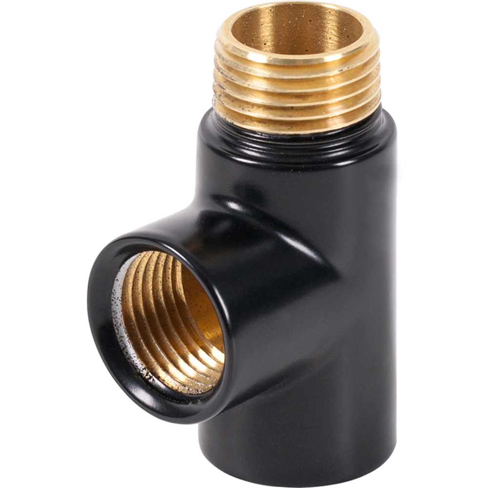 Terma Matt Black Dual Fuel Towel Rail T-Piece Image 1