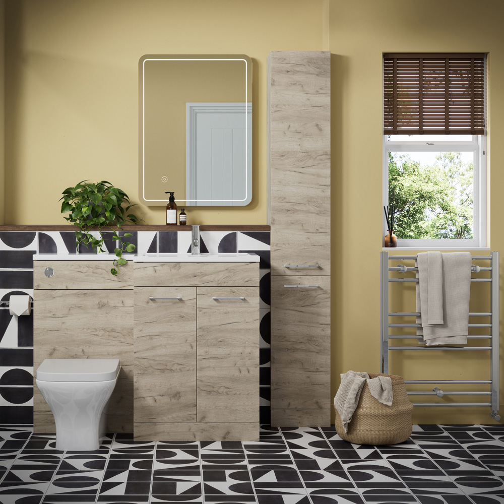 Bathstore Panama 2 Door Oak Right Hand Basin and WC Unit 1000mm Image 2