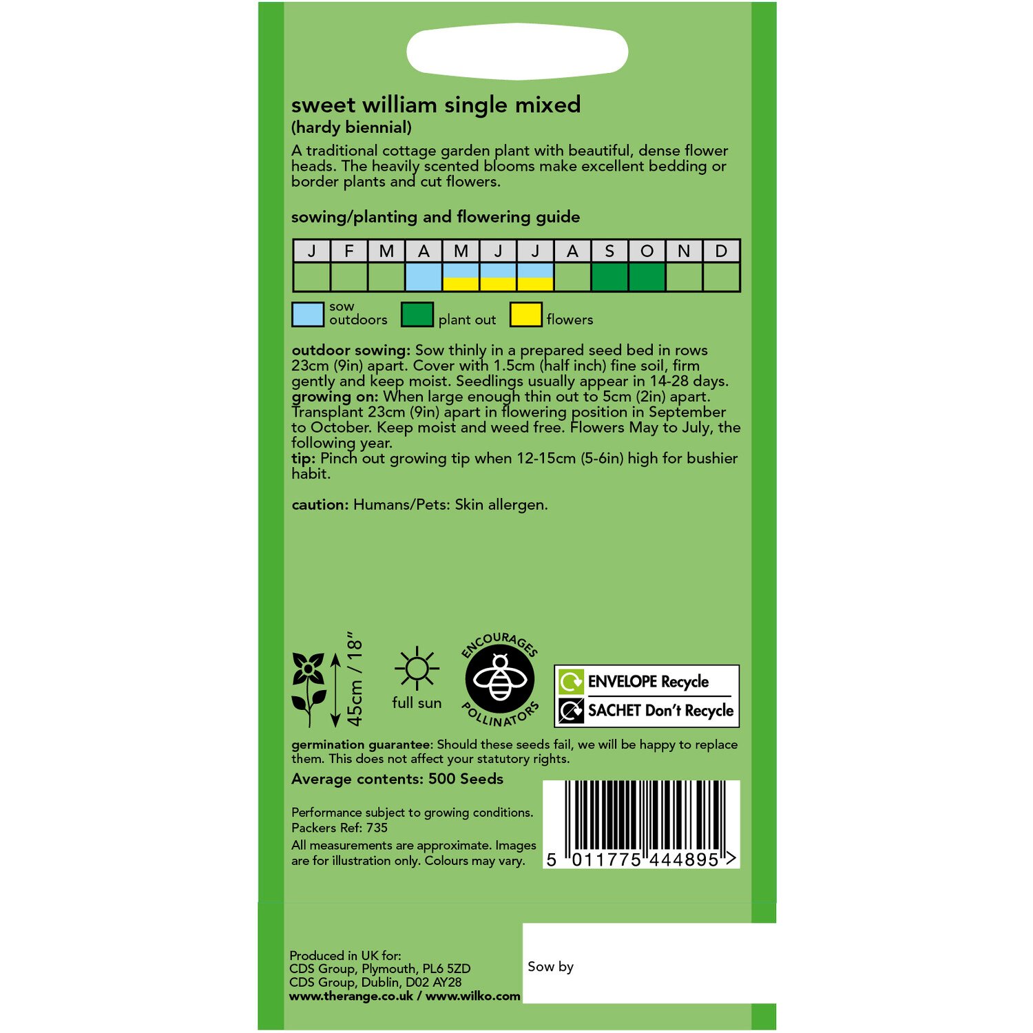 Wilko Mixed Single Sweet William Seeds Image 2