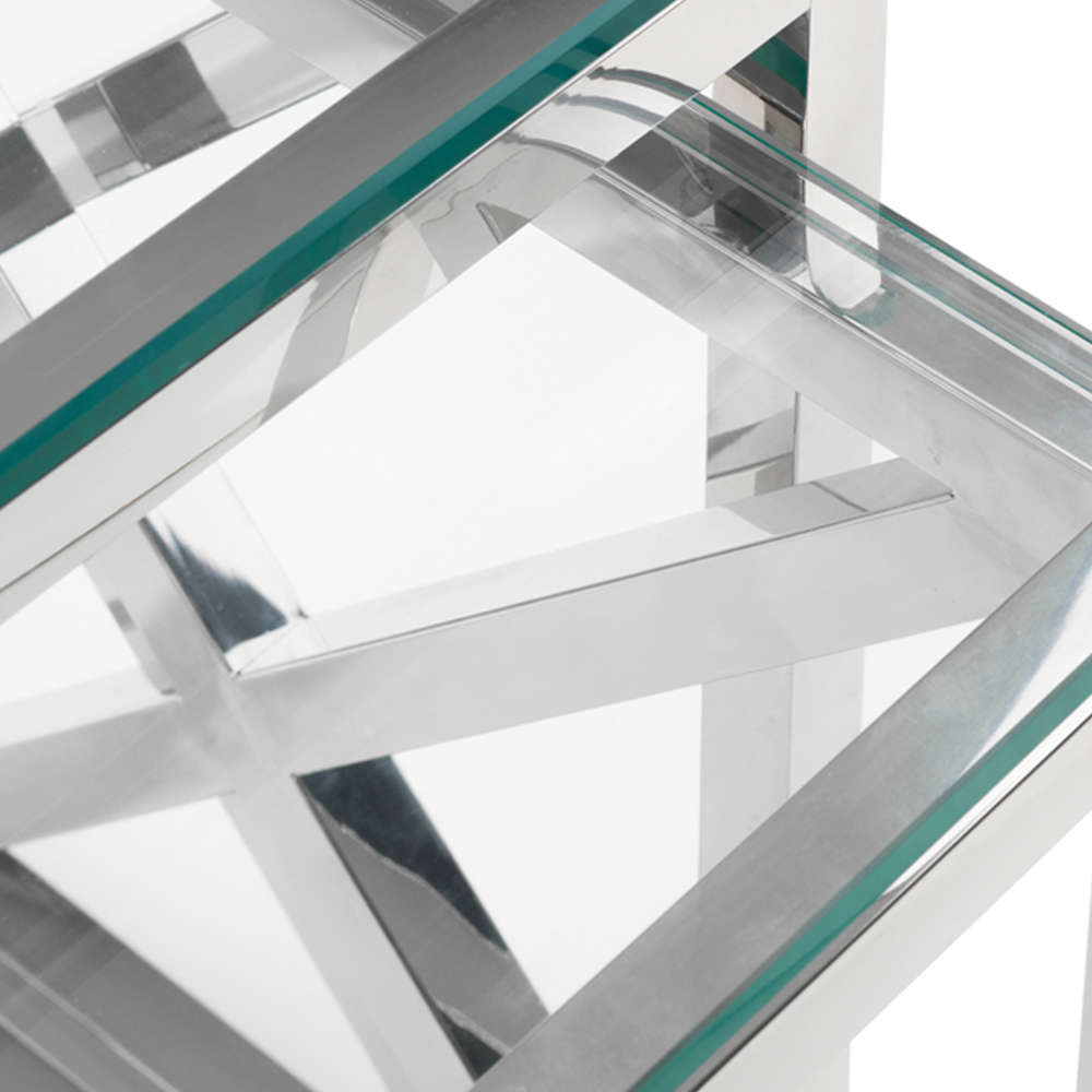 Julian Bowen Miami Silver Nest of Tables Set of 2 Image 6