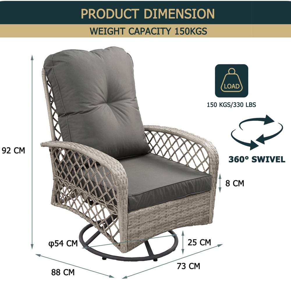 Furniture One Rattan Garden Swivel Chair Image 7