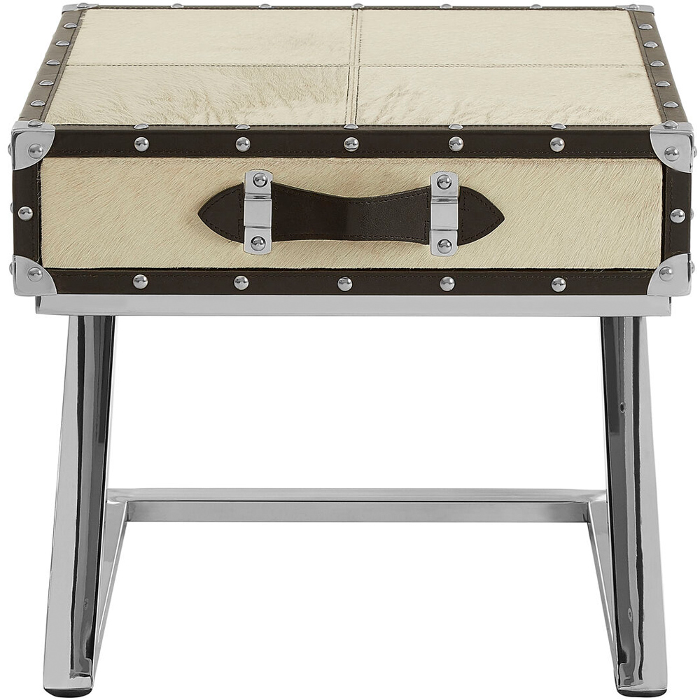 Premier Housewares Kensington Townhouse Natural Single Drawer Hair-on-Leather Side Table Image 2