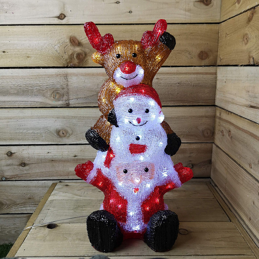 Samuel Alexander 60 Ice White LED Santa Snowman Reindeer Tower Christmas Decoration 60cm Image 5