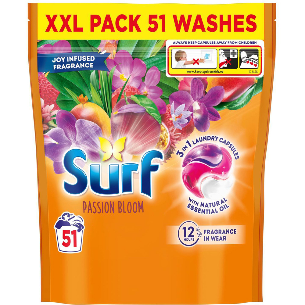 Surf 3-in-1 Passion Bloom Washing Capsules XXL 51 Washes 3 Pack Image 2