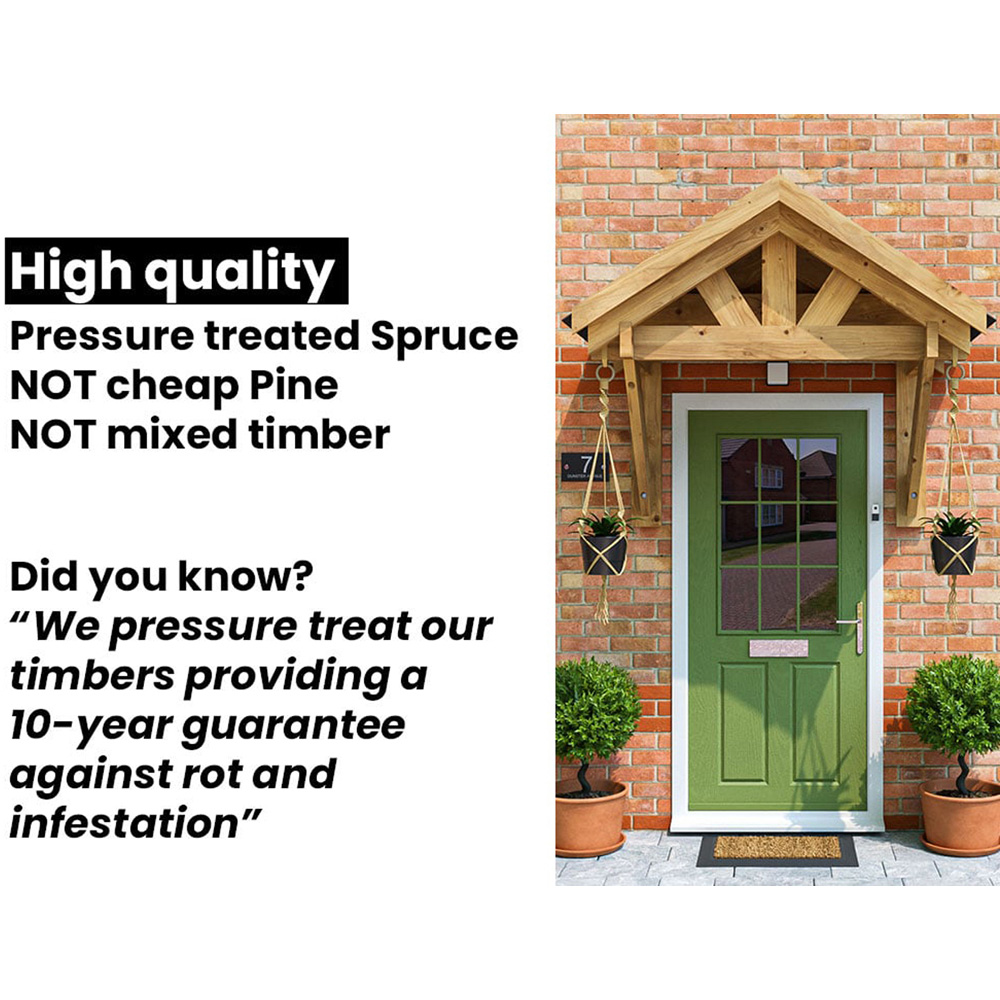 Dunster House Thunderdam 1.6 x 0.8m Brown Porch Canopy with Roof Shingles Image 5