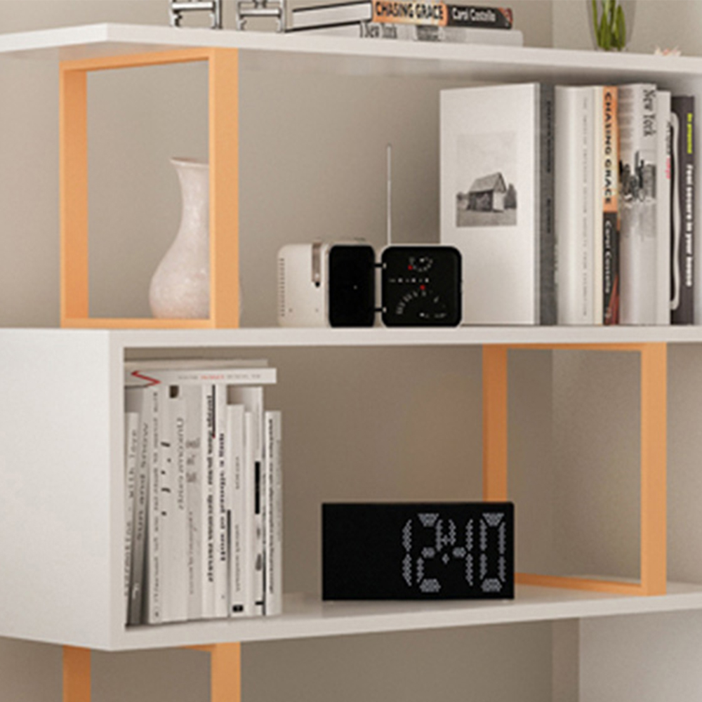 Decorotika Adriana 4 Shelf White and Gold Geometric Bookcase Image 4