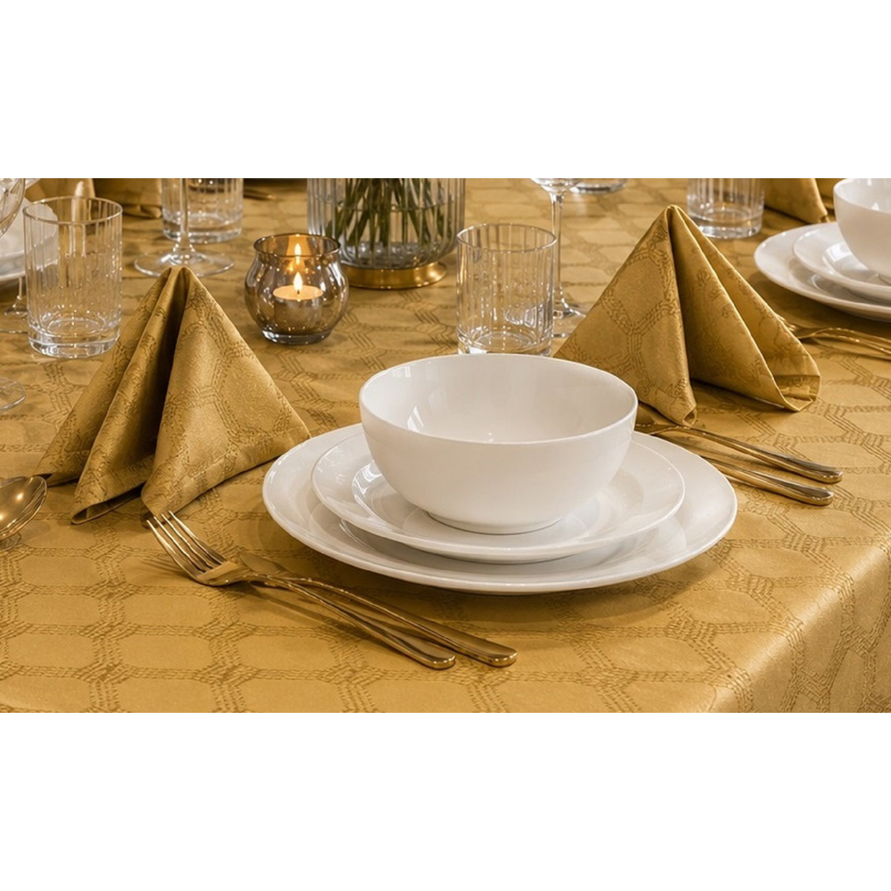 Waterside Geo Gold 9 Piece Tablecloth Set Image 2