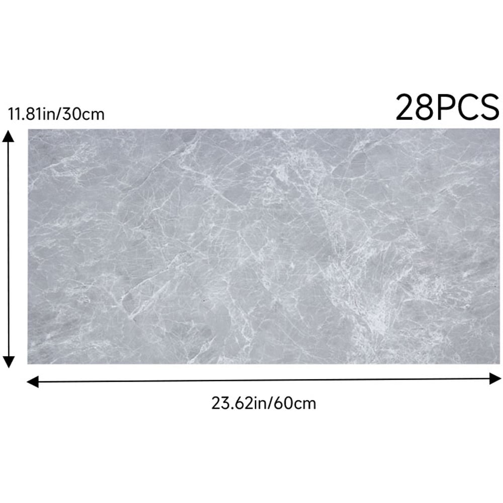 Living and Home Realistic Stone Texture Light Grey Marble PVC Self Adhesive Flooring 28 Pack Image 8