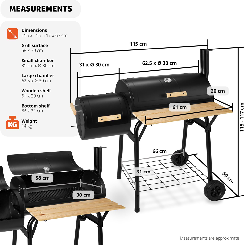 tectake Black Multi Function BBQ with Temperature Display Image 9