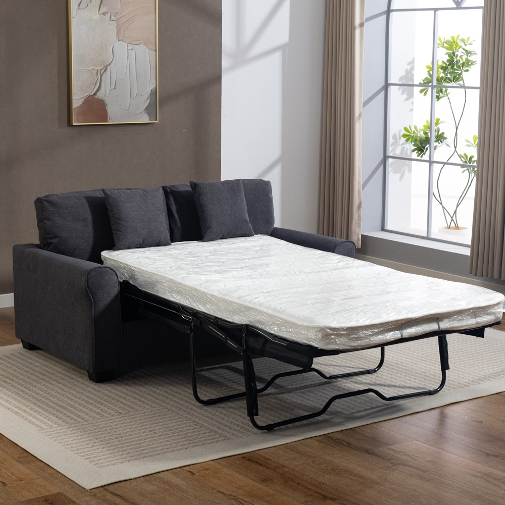 Artemis Home Lewiston 2 Seater Charcoal Grey Fabric Sofa Bed Image 8