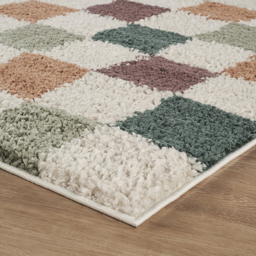 Desire Rugs Chester Multicolour Shaggy Checkered Rug 60 x 220cm Image 3