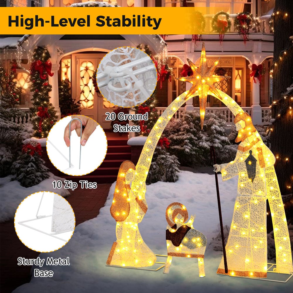 Costway 160 Warm White LED Christmas Nativity Set 3.6ft Image 6
