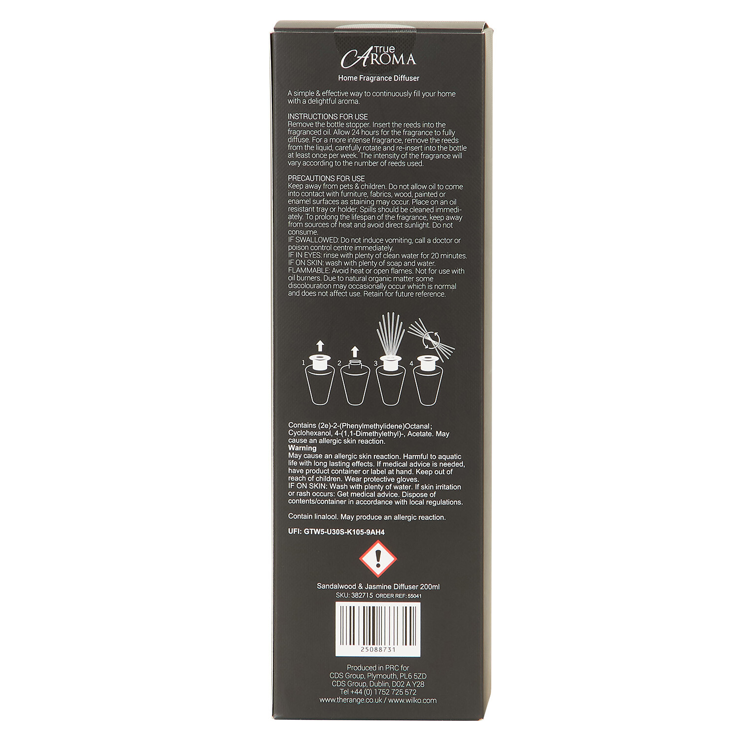 Sandalwood and Jasmine Diffuser - Black Image 3