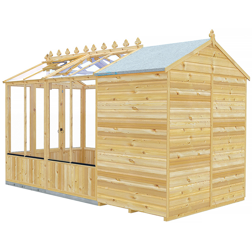Shire Holkham 6 x 12ft Glazed Toughened Glass Greenhouse with Shed Image 3
