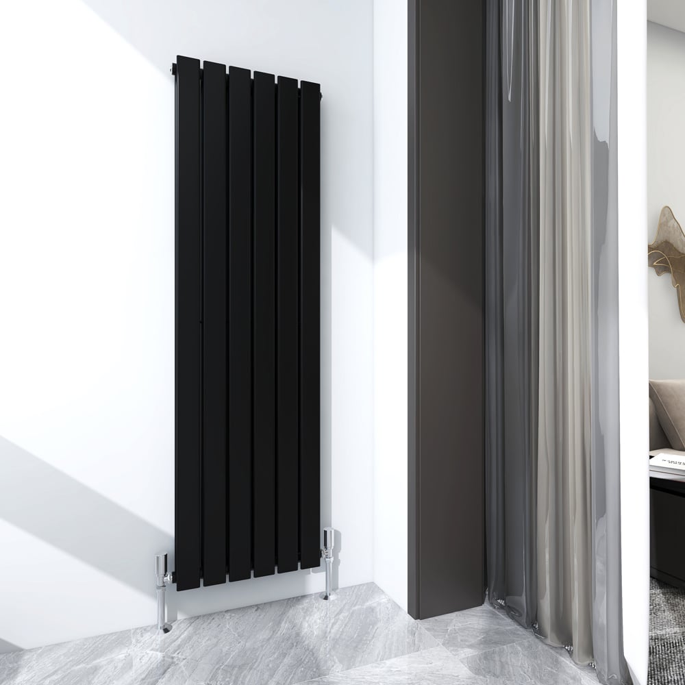 Black 5194 BTU Double Flat Panel Vertical Column Radiator 1600 x 408mm Image 2