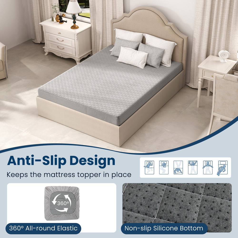 Costway Queen Size Grey Luxury Super Soft Velvet Mattress Protector Image 6
