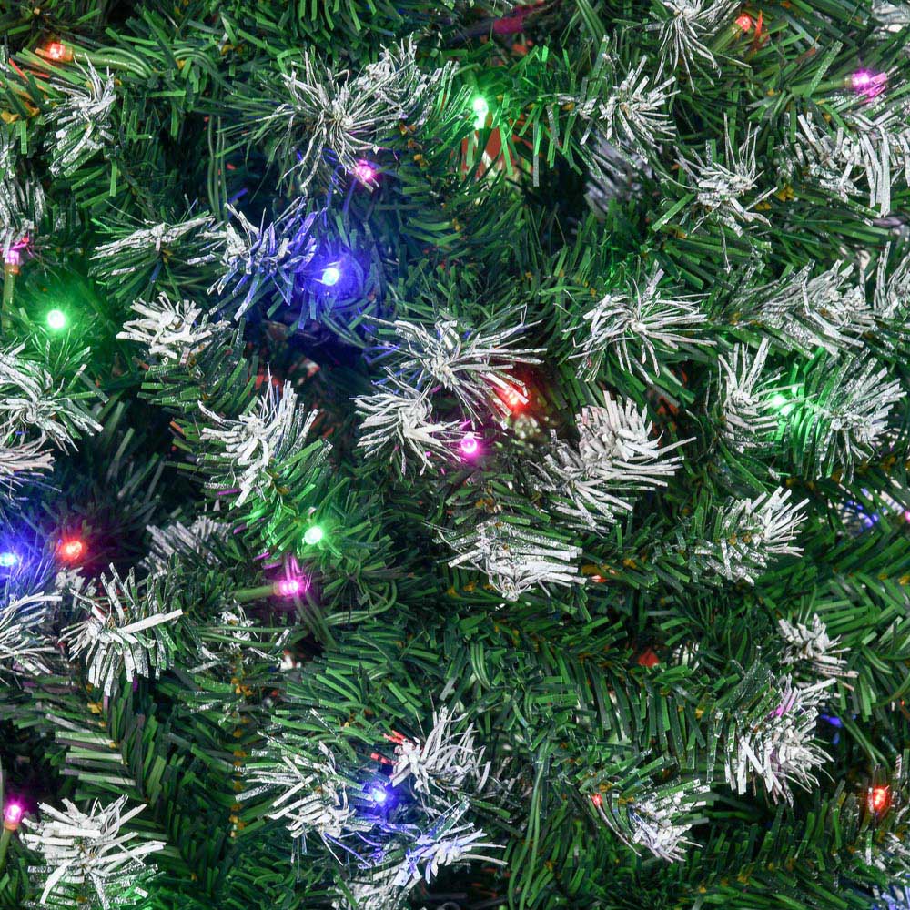 Everglow Colourful LED Pre-Lit Tall Green Artificial Slim Pencil Christmas Tree 7ft Image 3