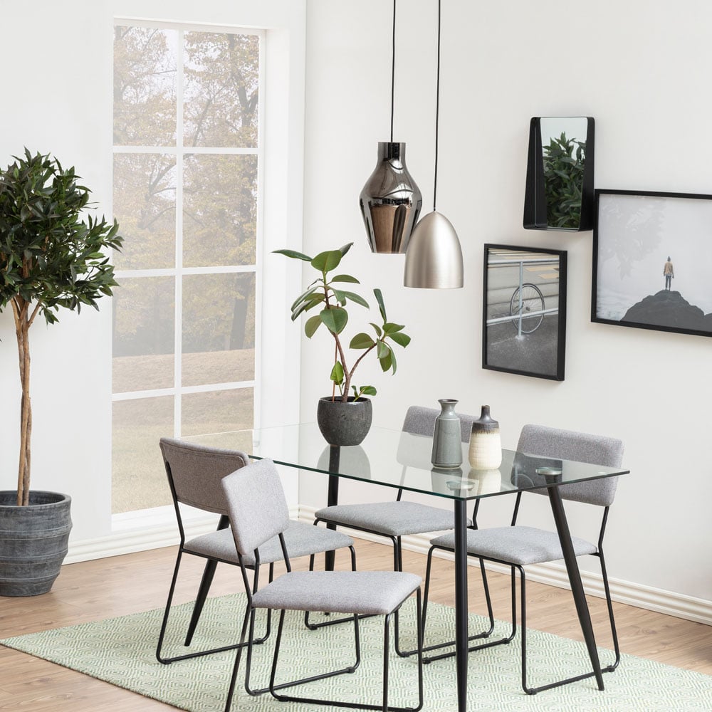 Florence Wilma 4 Seater Glass Top Dining Table Image 7