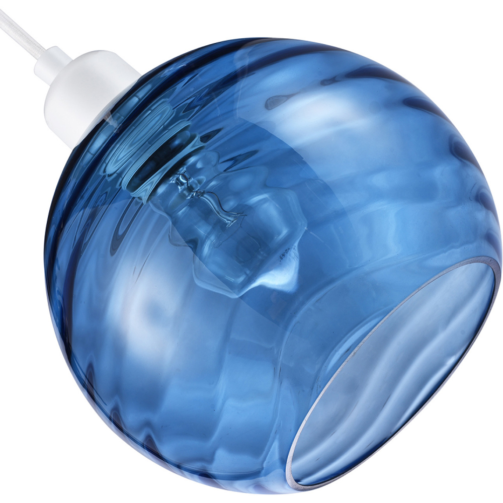 Happy Homewares Circular Ribbed Midnight Blue Glass Non Electric Pendant Shade Image 3