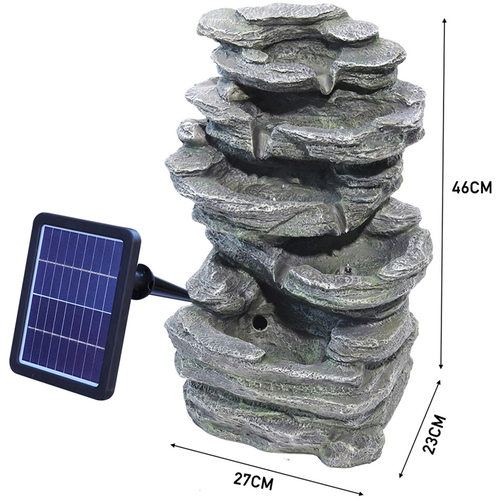Living and Home Solar Grey Rockery Water Fountain with LED Lights Image 8