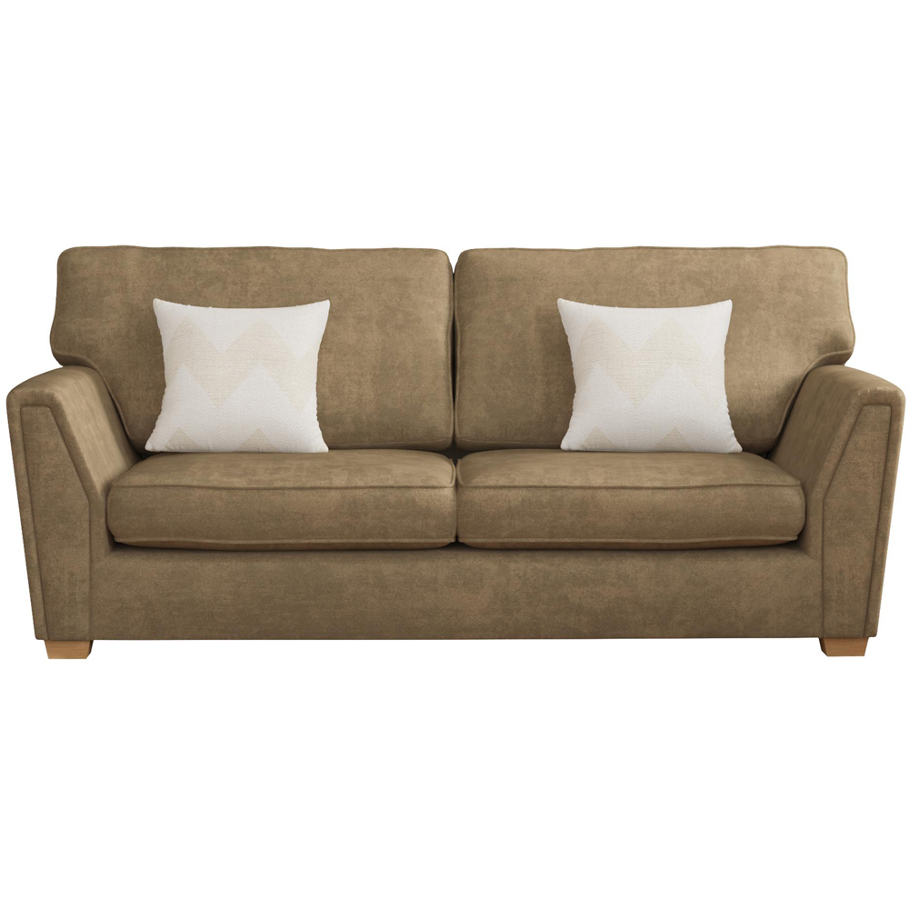 Wendleberry 3 Seater Mink Plush Velvet Fixed Back Sofa Image 2