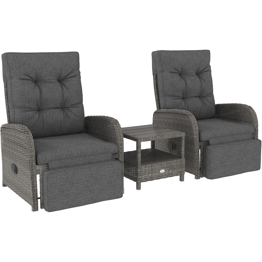 Outsunny 2 Seater Rattan Bistro Set Grey with Cushions Image 2