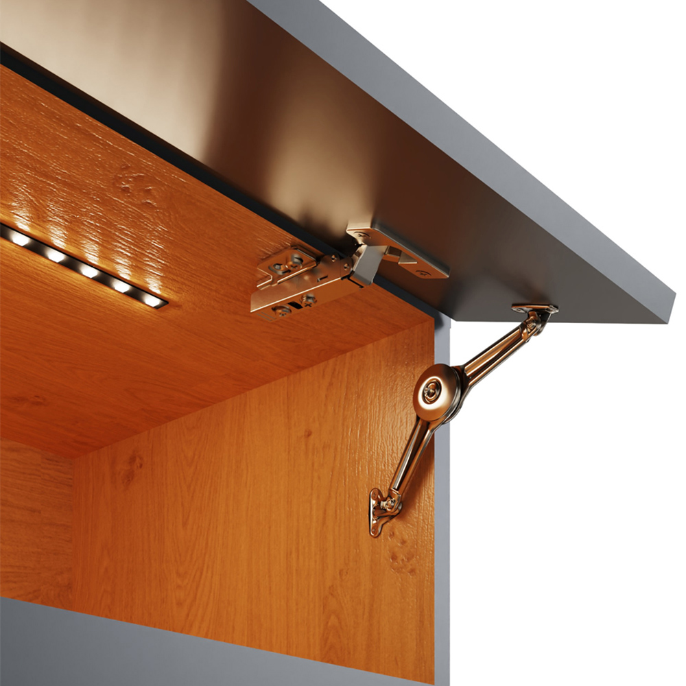 GFW Leon 2 Shelf Anthracite and Oak Wall TV Unit with LED Image 6