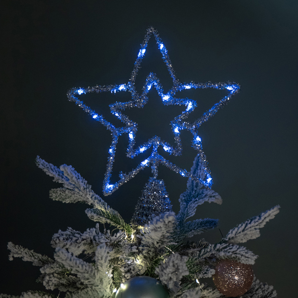 Samuel Alexander Blue Multi-Function LED Silver Star Christmas Tree Topper 28cm Image 5