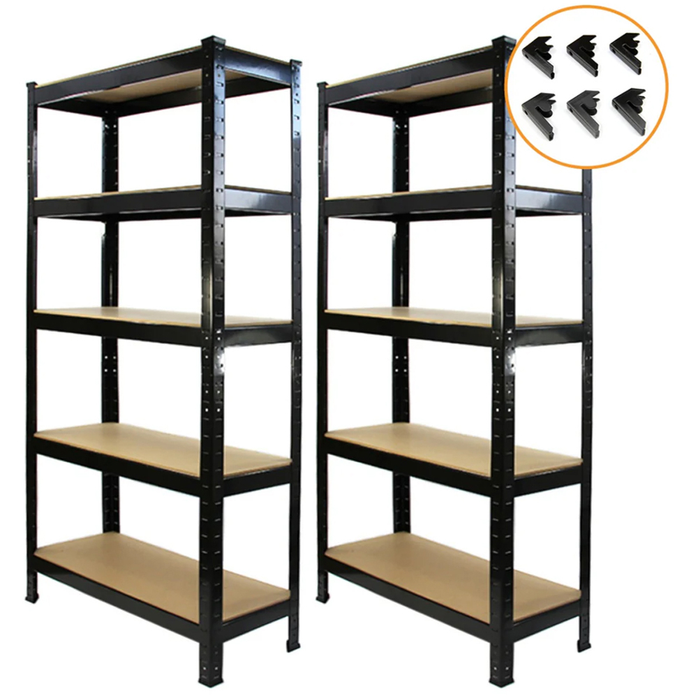 Monster Shop T-RAX 5 Tier Black Metal Racking Units with Bay Connectors 2 Pack Image 6