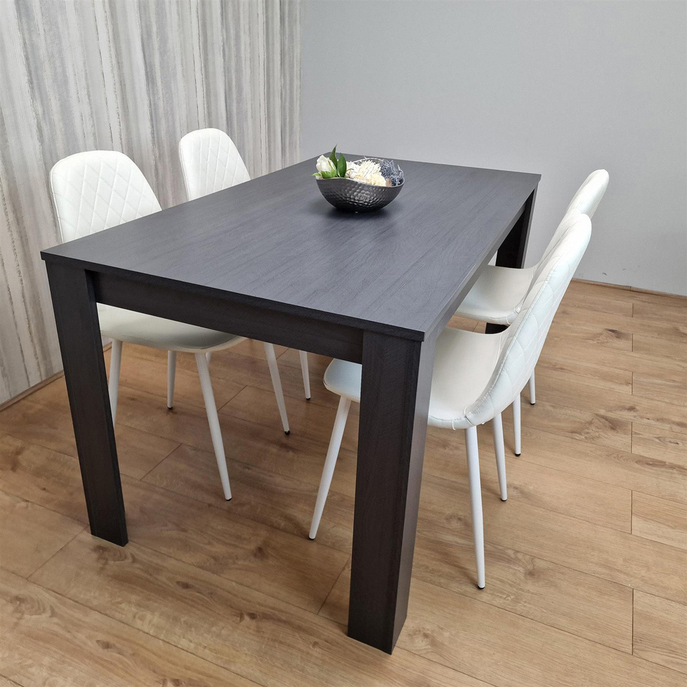 Portland 4 Seater Dining Set Dark Grey and White Image 3