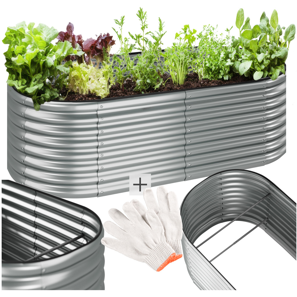 tectake Flora 200 x 100cm Silver Galvanised Steel Raised Garden Bed Image 2